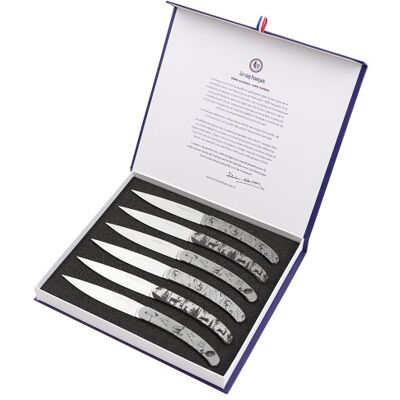 Coffret de 6 couteaux de table le coq français forêt - Publicité Coffret de 6 couteaux de table le coq français forêt - Publicité