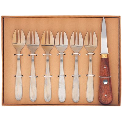 Coffret dégustation des huîtres au nain 6 fourchettes + 1 lancette - Publicité Coffret dégustation des huîtres au nain 6 fourchettes + 1 lancette - Publicité