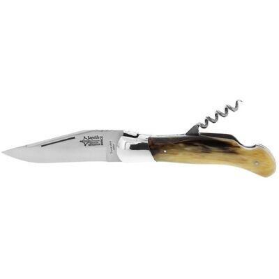 Laguiole G.David Couteau pliant laguiole arbalète g.david manche façon corne blonde 12cm + tire-bouchon - Publicité Laguiole G.David Couteau pliant laguiole arbalète g.david manche façon corne blonde 12cm + tire-bouchon - Publicité