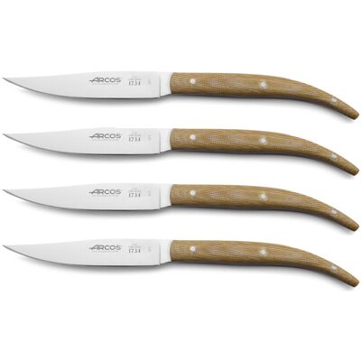 Coffret 4 couteaux à steak arcos the origin 11cm manches en micarta beige - Publicité Coffret 4 couteaux à steak arcos the origin 11cm manches en micarta beige - Publicité
