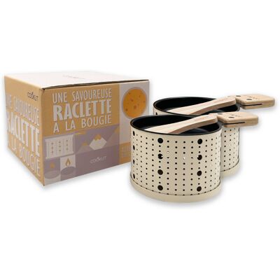 Service à raclette à la bougie cookut lumi services poelons et spatules pour 2 personnes Blanc - Publicité Service à raclette à la bougie cookut lumi services poelons et spatules pour 2 personnes Blanc - Publicité