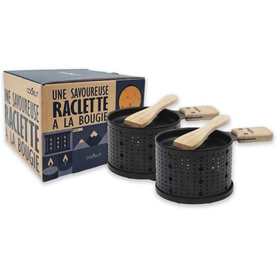 Service à raclette à la bougie cookut lumi noir - services individuels poêlons et spatules 2 personnes - Publicité Service à raclette à la bougie cookut lumi noir - services individuels poêlons et spatules 2 personnes - Publicité