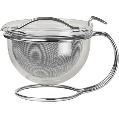 Théière mono filio 0,6l en verre borosilicate avec support en inox 18/10 - Publicité Théière mono filio 0,6l en verre borosilicate avec support en inox 18/10 - Publicité