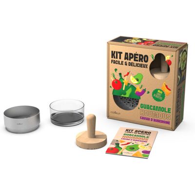 Kit cadeau apéro dip cookut - 1 pilon + 1 grille en métal + 1 bol en verre + 1 livre de recettes - Publicité Kit cadeau apéro dip cookut - 1 pilon + 1 grille en métal + 1 bol en verre + 1 livre de recettes - Publicité