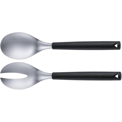 Set 2 couverts à salade triangle en inox brossé et manche en polypropylène - Publicité Set 2 couverts à salade triangle en inox brossé et manche en polypropylène - Publicité