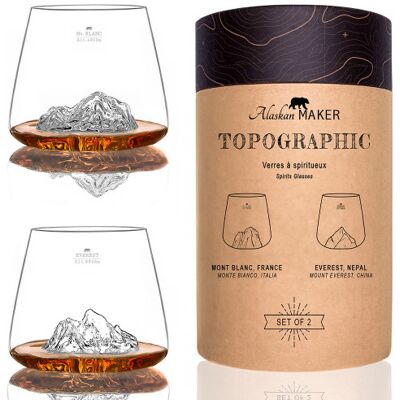 Nature Et Decouvertes - Topographiques Whisky Glasses - set - Publicité Nature Et Decouvertes - Topographiques Whisky Glasses - set - Publicité