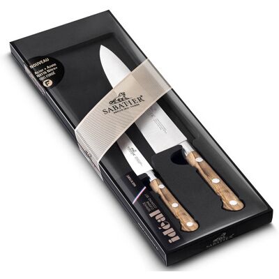 Coffret 2 couteaux sabatier provençao 100% forgés manches olivier - Publicité Coffret 2 couteaux sabatier provençao 100% forgés manches olivier - Publicité
