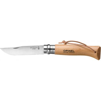 Couteau opinel origines n°08 lame 8.5cm virole tournante naturel + cordon - Publicité Couteau opinel origines n°08 lame 8.5cm virole tournante naturel + cordon - Publicité