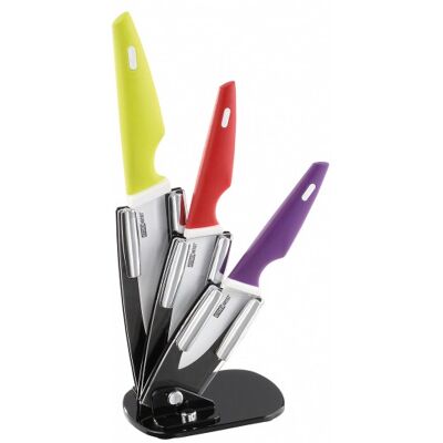 Bloc de 3 couteaux céramique kitchen artist manches colorés - Publicité Bloc de 3 couteaux céramique kitchen artist manches colorés - Publicité