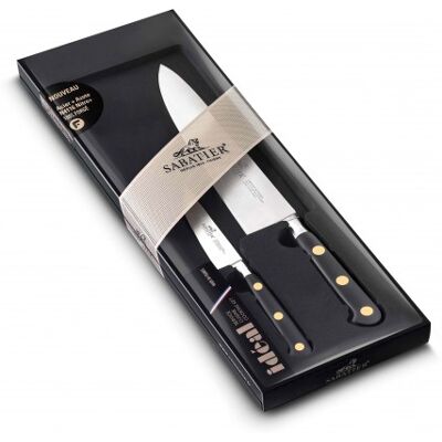 Coffret couteaux sabatier idéal laiton office 10cm + chef 20cm - Publicité Coffret couteaux sabatier idéal laiton office 10cm + chef 20cm - Publicité