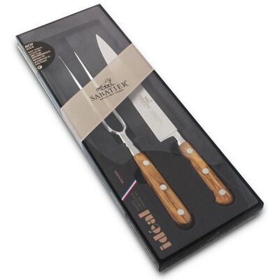Coffret couteau sabatier provençao tranchelard 20cm + fourchette à viande - Publicité Coffret couteau sabatier provençao tranchelard 20cm + fourchette à viande - Publicité