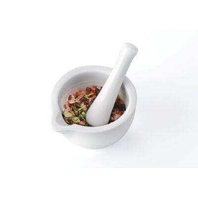 Mortier + pilon gefu macino en porcelaine blanche Ø10cm - Publicité Mortier + pilon gefu macino en porcelaine blanche Ø10cm - Publicité