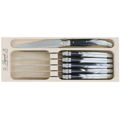 Coffret de 6 couteaux à steak microdentés laguiole par andré verdier Viennois - Publicité Coffret de 6 couteaux à steak microdentés laguiole par andré verdier Viennois - Publicité