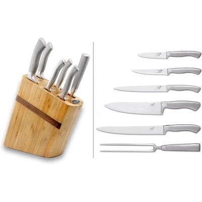 Bloc en bois de 5 couteaux + 1 fourchette déglon oryx design monobloc - Publicité Bloc en bois de 5 couteaux + 1 fourchette déglon oryx design monobloc - Publicité