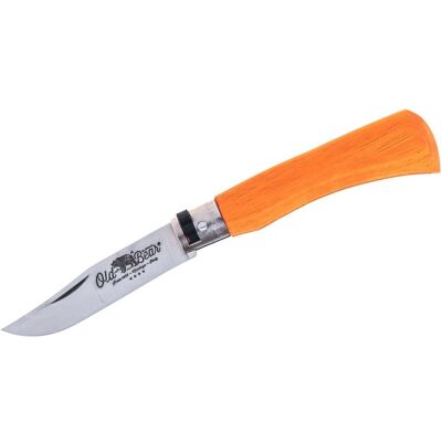Couteau artisanal old bear full color orange manche bois d'ayous stratifié M - Publicité Couteau artisanal old bear full color orange manche bois d'ayous stratifié M - Publicité