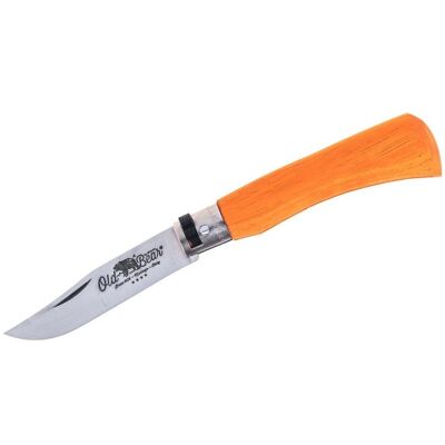 Couteau artisanal old bear full color orange manche bois d'ayous stratifié S - Publicité Couteau artisanal old bear full color orange manche bois d'ayous stratifié S - Publicité