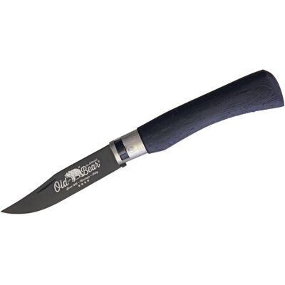 Couteau artisanal old bear total black virole grise manche bois d'ayous stratifié XL - Publicité Couteau artisanal old bear total black virole grise manche bois d'ayous stratifié XL - Publicité