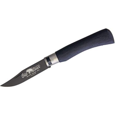Couteau artisanal old bear total black virole grise manche bois d'ayous stratifié XS - Publicité Couteau artisanal old bear total black virole grise manche bois d'ayous stratifié XS - Publicité