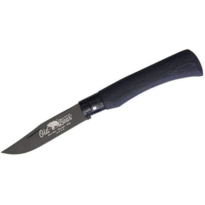 Couteau artisanal old bear total black virole noire manche bois d'ayous stratifié M - Publicité Couteau artisanal old bear total black virole noire manche bois d'ayous stratifié M - Publicité