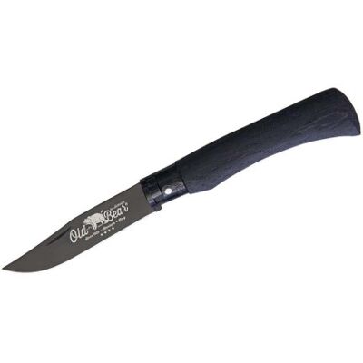 Couteau artisanal old bear total black virole noire manche bois d'ayous stratifié XS - Publicité Couteau artisanal old bear total black virole noire manche bois d'ayous stratifié XS - Publicité