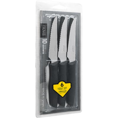 Set de 6 couteaux à steak arcos nova lame dentée 11cm - Publicité Set de 6 couteaux à steak arcos nova lame dentée 11cm - Publicité