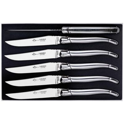 Laguiole G.David Coffret 6 couteaux de table laguiole arbalète g.david 23cm tout inox - Publicité Laguiole G.David Coffret 6 couteaux de table laguiole arbalète g.david 23cm tout inox - Publicité