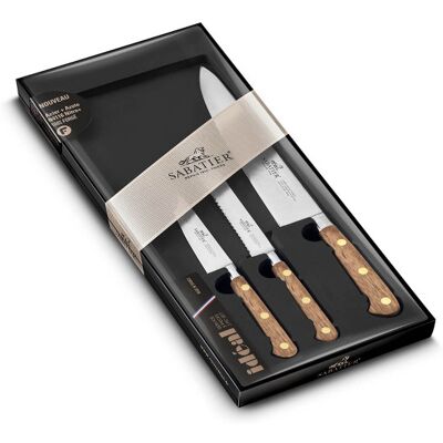 Coffret 3 couteaux sabatier perigord office + universel + chef - Publicité Coffret 3 couteaux sabatier perigord office + universel + chef - Publicité