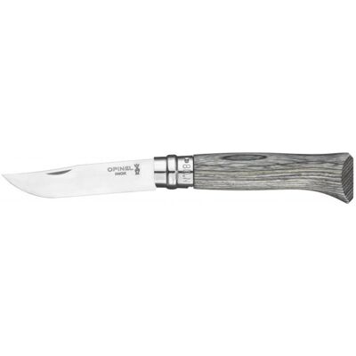 Couteau opinel tradition n°8 lame acier inox 8,5cm virole tournante bouleau lamellé Gris - Publicité Couteau opinel tradition n°8 lame acier inox 8,5cm virole tournante bouleau lamellé Gris - Publicité