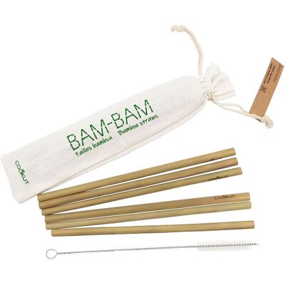 Set 6 pailles en bambou cookut bam-bam + brosse de nettoyage et sac de rangement - Publicité Set 6 pailles en bambou cookut bam-bam + brosse de nettoyage et sac de rangement - Publicité