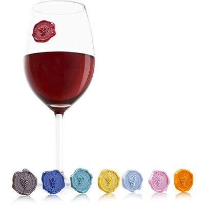 Set 8 marque-verres vacu vin cépages - Publicité Set 8 marque-verres vacu vin cépages - Publicité