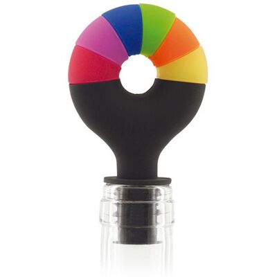Bouchon en silicone pulltex pour vin et champagne + 6 marque-verres colorés - Publicité Bouchon en silicone pulltex pour vin et champagne + 6 marque-verres colorés - Publicité