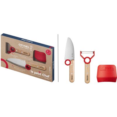 Coffret opinel le petit chef couteau + éplucheur + protège-doigts - rouge - Publicité Coffret opinel le petit chef couteau + éplucheur + protège-doigts - rouge - Publicité