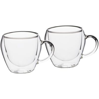Set de 2 tasses à thé en verre à double paroi le'xpress 250ml - Publicité Set de 2 tasses à thé en verre à double paroi le'xpress 250ml - Publicité