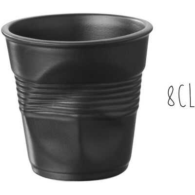 Tasse revol espresso froissé 8cl en porcelaine noire satinée - Publicité Tasse revol espresso froissé 8cl en porcelaine noire satinée - Publicité