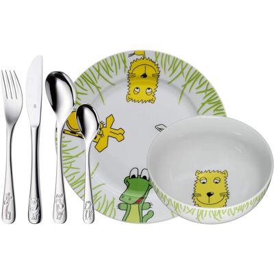 Coffret repas enfant wmf safari 6 pièces acier inox 18/10 et porcelaine - Publicité Coffret repas enfant wmf safari 6 pièces acier inox 18/10 et porcelaine - Publicité