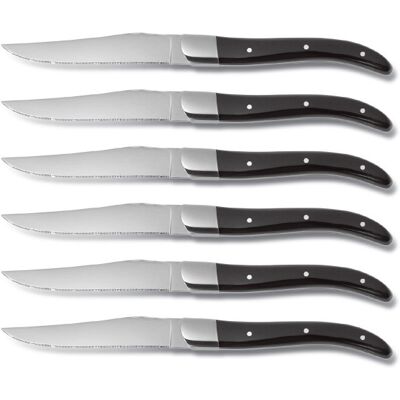 Coffret bois 6 couteaux à steak comas acr noir acier inox 13/0 - Publicité Coffret bois 6 couteaux à steak comas acr noir acier inox 13/0 - Publicité