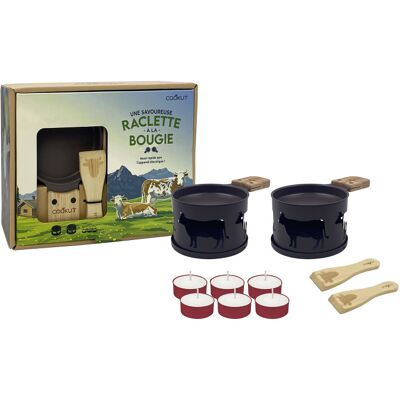 Service à raclette à la bougie cookut lumi édition limitée services poêlons et spatules pour 2 Vache - Marron - Publicité Service à raclette à la bougie cookut lumi édition limitée services poêlons et spatules pour 2 Vache - Marron - Publicité
