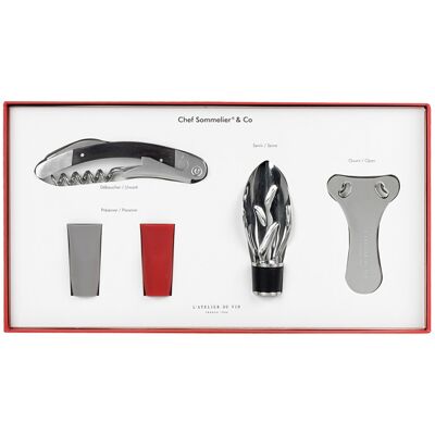 Coffret cadeau l'atelier du vin chef sommelier & co - 5 pièces - Publicité Coffret cadeau l'atelier du vin chef sommelier & co - 5 pièces - Publicité
