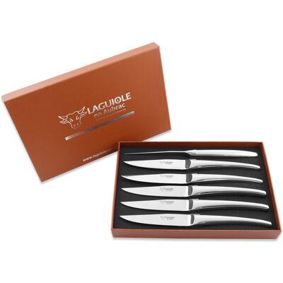 Coffret de 6 couteaux de table laguiole en aubrac monobloc en inox brillant - Publicité Coffret de 6 couteaux de table laguiole en aubrac monobloc en inox brillant - Publicité