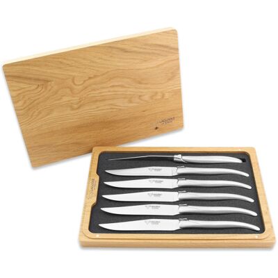 Coffret de 6 couteaux de table laguiole en aubrac tout inox manches mats - Publicité Coffret de 6 couteaux de table laguiole en aubrac tout inox manches mats - Publicité
