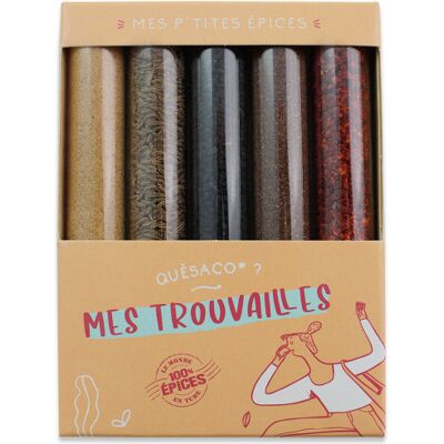 Coffret 5 mini tubes d'épices le monde en tube mes p'tites épices mes trouvailles - Publicité Coffret 5 mini tubes d'épices le monde en tube mes p'tites épices mes trouvailles - Publicité