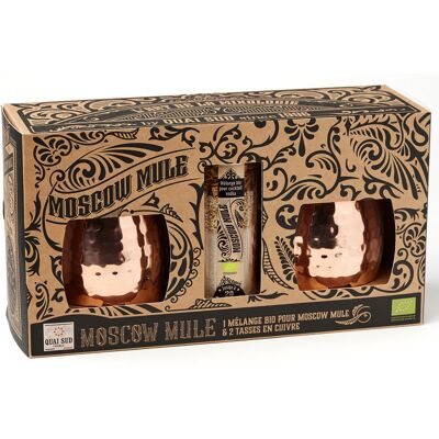 Quai Sud France Coffret quai sud "moscow mule" bio + 2 tasses en inox plaqué cuivre - Publicité Quai Sud France Coffret quai sud "moscow mule" bio + 2 tasses en inox plaqué cuivre - Publicité