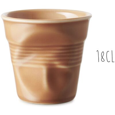 Tasse revol cappuccino froissé 18cl en porcelaine terre de sienne - Publicité Tasse revol cappuccino froissé 18cl en porcelaine terre de sienne - Publicité