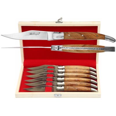 Laguiole Bougna Coffret cadeau de 6 couteaux de table le bougna manches en teck - Publicité Laguiole Bougna Coffret cadeau de 6 couteaux de table le bougna manches en teck - Publicité