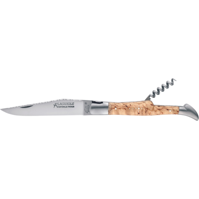 Couteau pliant laguiole gilles 8642 manche en bois de bouleau 12cm avec tire-bouchon - Publicité Couteau pliant laguiole gilles 8642 manche en bois de bouleau 12cm avec tire-bouchon - Publicité