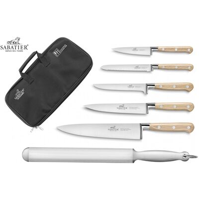 Mallette cuisine sabatier brocéliande 5 couteaux fabrication française + 1 fusil - Publicité Mallette cuisine sabatier brocéliande 5 couteaux fabrication française + 1 fusil - Publicité