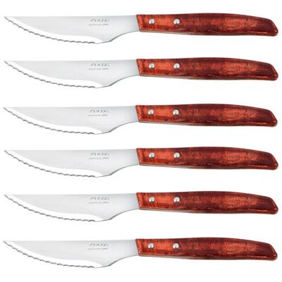 Coffret de 6 couteaux à steak/pizza arcos lame dentelée 11cm manche en bois de peuplier rouge - Publicité Coffret de 6 couteaux à steak/pizza arcos lame dentelée 11cm manche en bois de peuplier rouge - Publicité