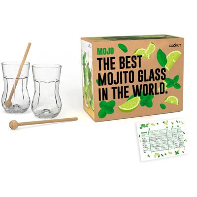 Coffret cadeau 2 verres à mojito cookut mojo + pilons mélangeur + livre de recettes - Publicité Coffret cadeau 2 verres à mojito cookut mojo + pilons mélangeur + livre de recettes - Publicité
