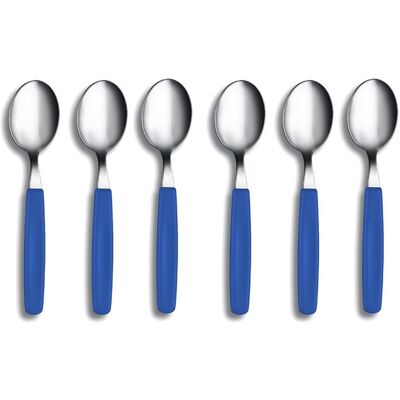 Set de 6 cuillères de table victorinox swiss classic en acier manche bleu - Publicité Set de 6 cuillères de table victorinox swiss classic en acier manche bleu - Publicité