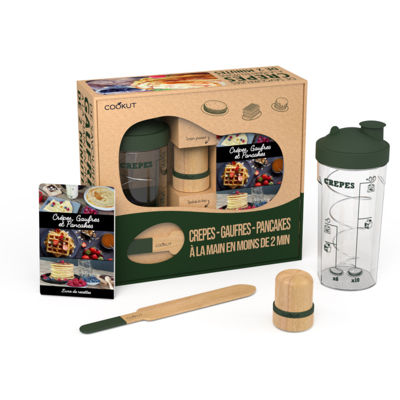 Coffret cadeau cookut miam factory pour crêpes, gaufres et pancakes Vert - Publicité Coffret cadeau cookut miam factory pour crêpes, gaufres et pancakes Vert - Publicité